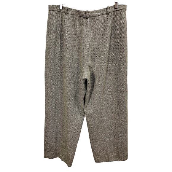 Vintage 90s Carlisle Wool Straight Leg Trouser Brown & Cream Harringbone Sz 18 - Picture 3 of 10